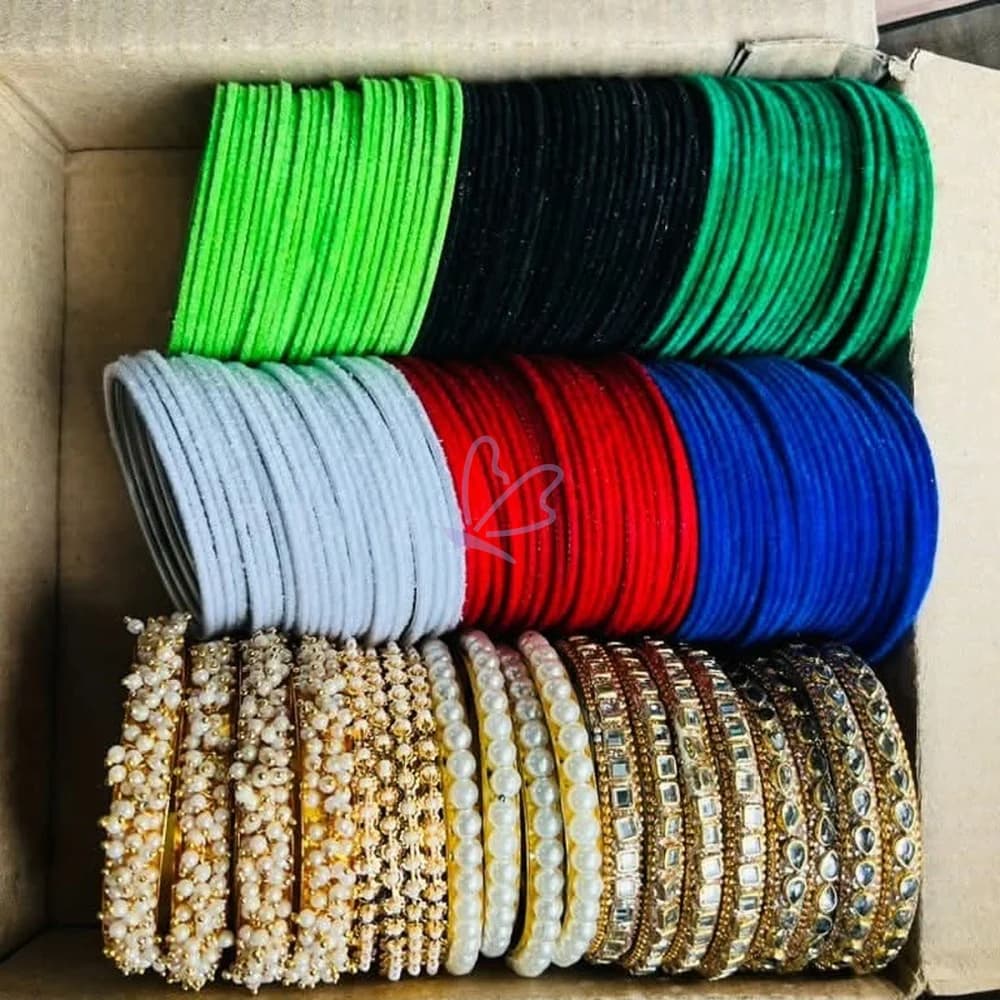 Velvet 12 Dozen Garja, Pearl, Big Puti, Pradip Kundan & Kundan Set