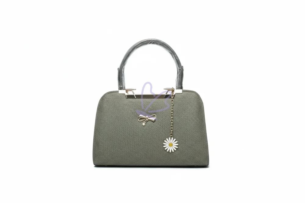 Formal Black Dome-Style Purse with Bow and Flower Accent