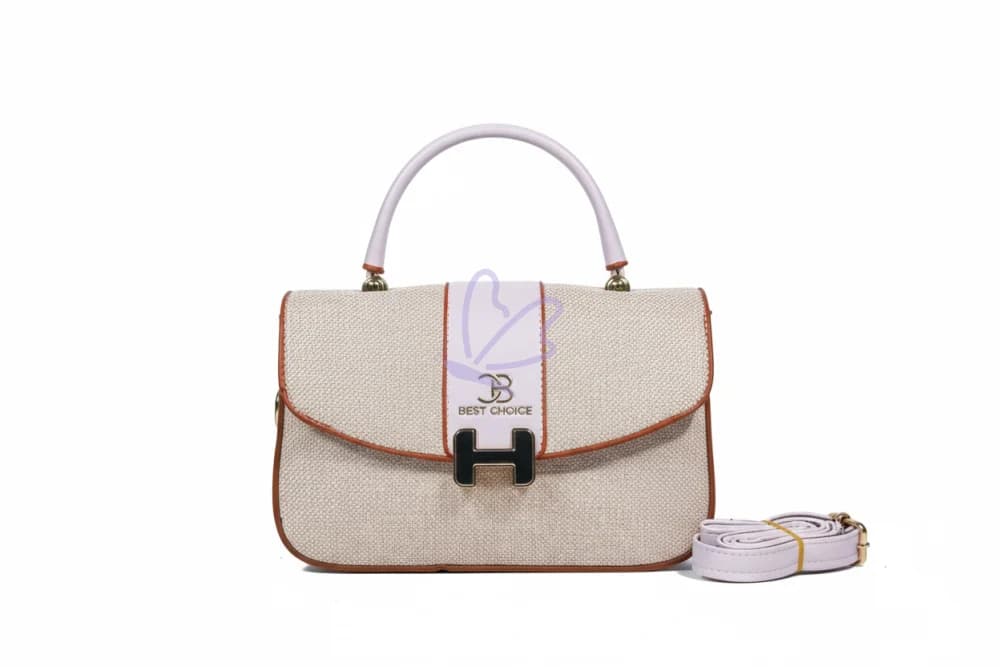 Chic Tweed-Style Crossbody Bag with 'H' Buckle