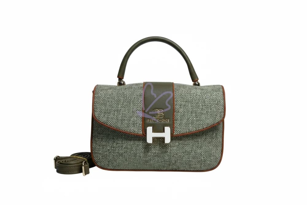 Chic Tweed-Style Crossbody Bag with 'H' Buckle