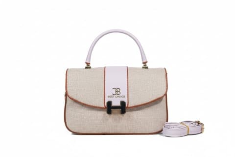 Chic Tweed-Style Crossbody Bag with 'H' Buckle
