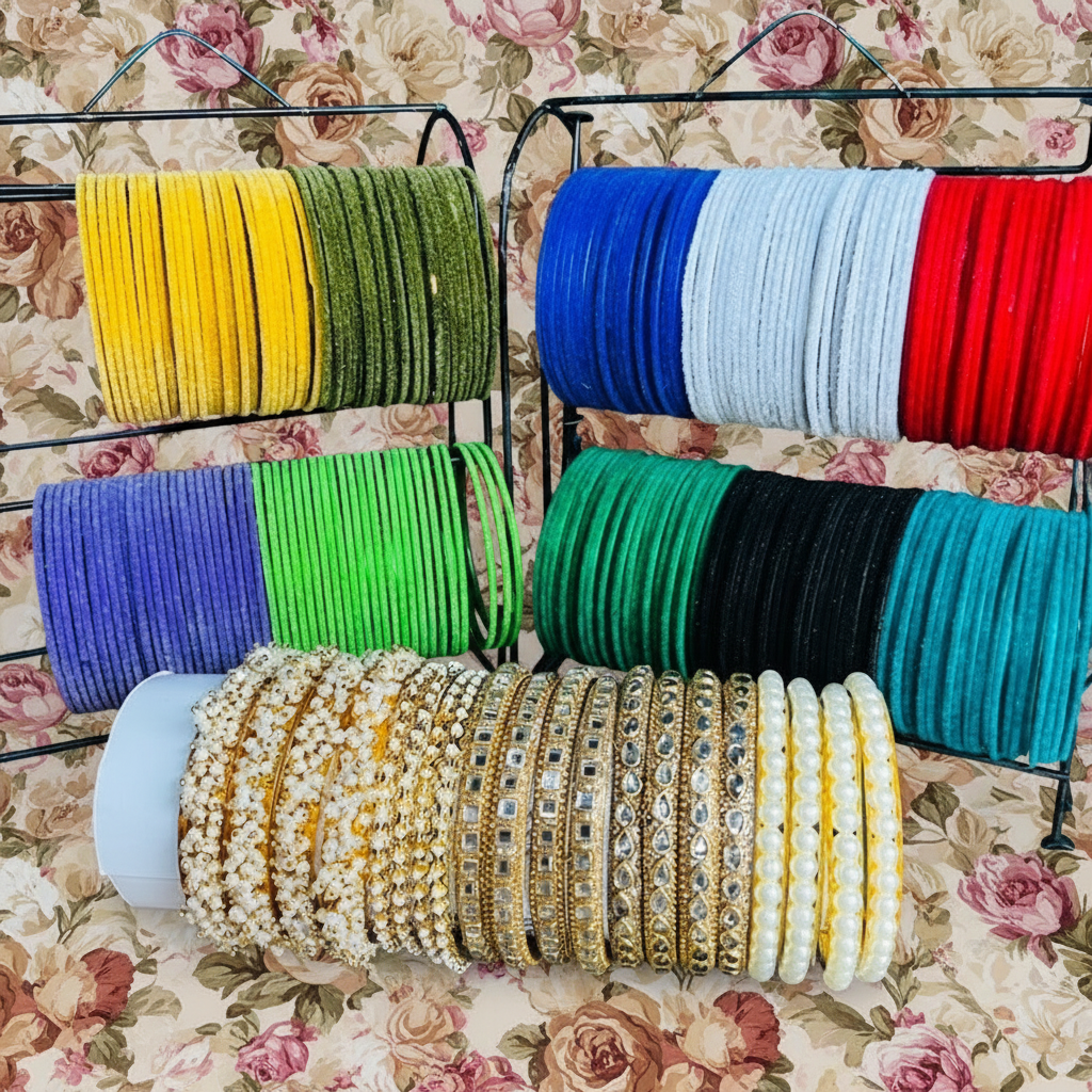 Bangles with complete floral background