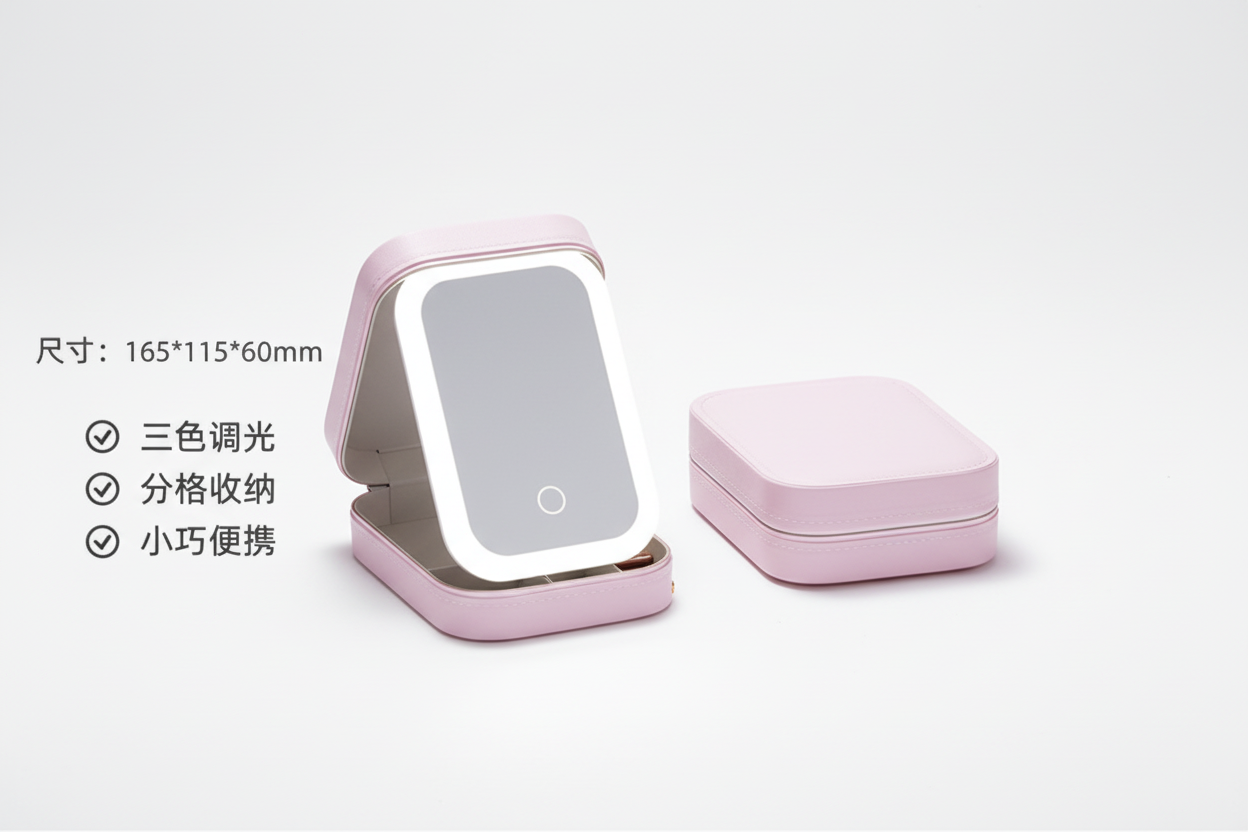 Pink LED Makeup Mirror