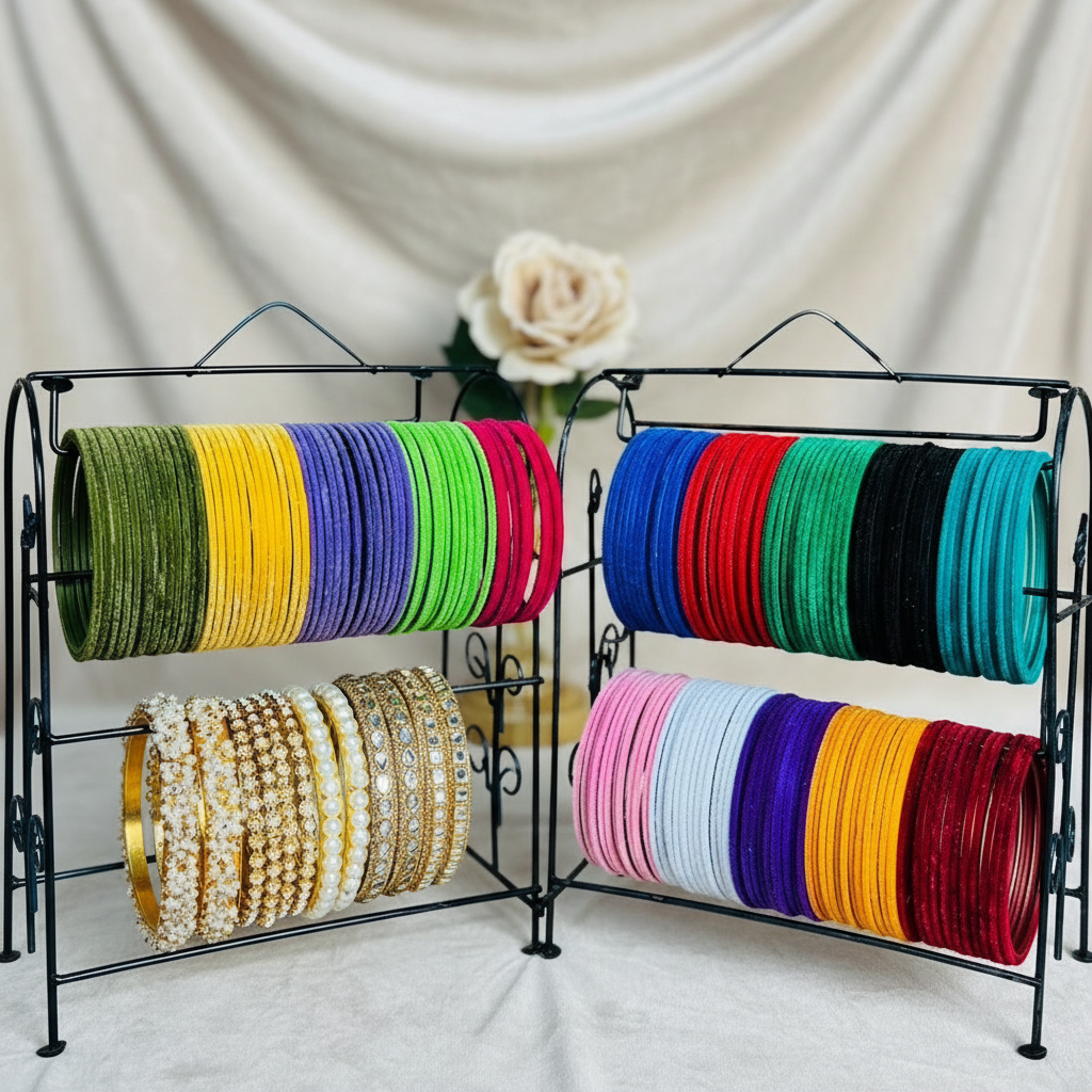 Premium velvet bangles with classic background